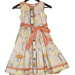 Binx Kids‎ Little Girls Dress Size 12 Yellow and Orange with Waist Tie